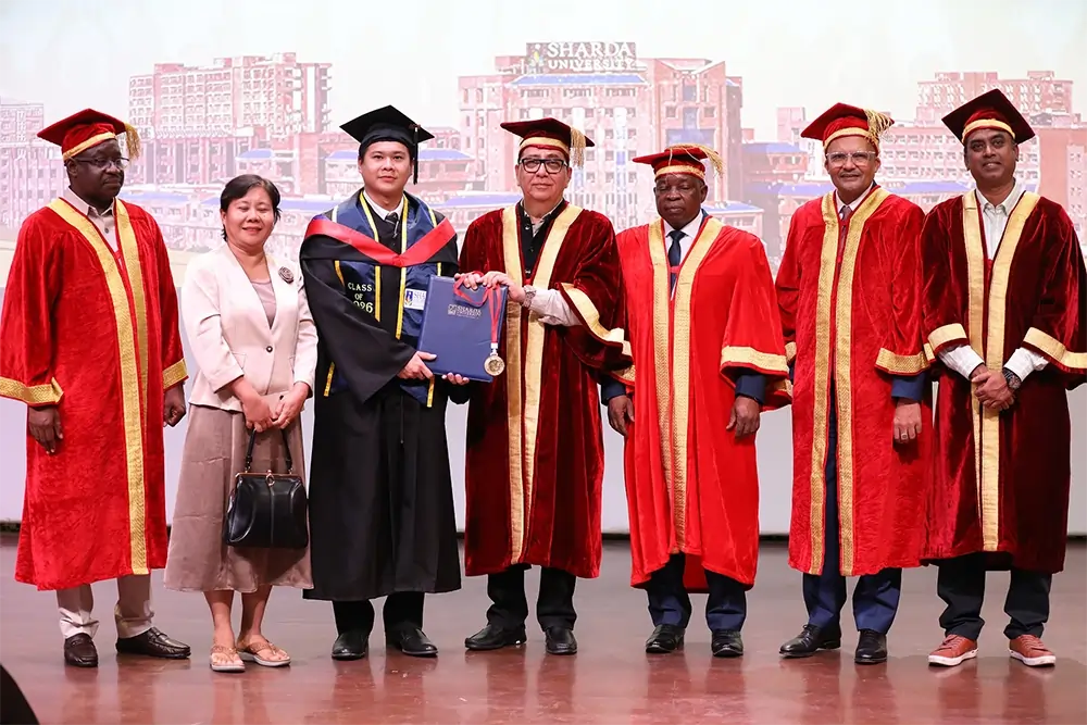 International students at Sharda University's convocation